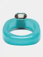 Тёмно-бирюзовый кольцо акриловое, 1 камень DH (17 размер)