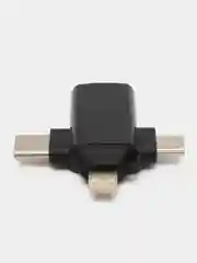 Черный переходник адаптер для айфона iPhone OTG 3.0, Apple Lightning + USB + Type-C + MicroUSB