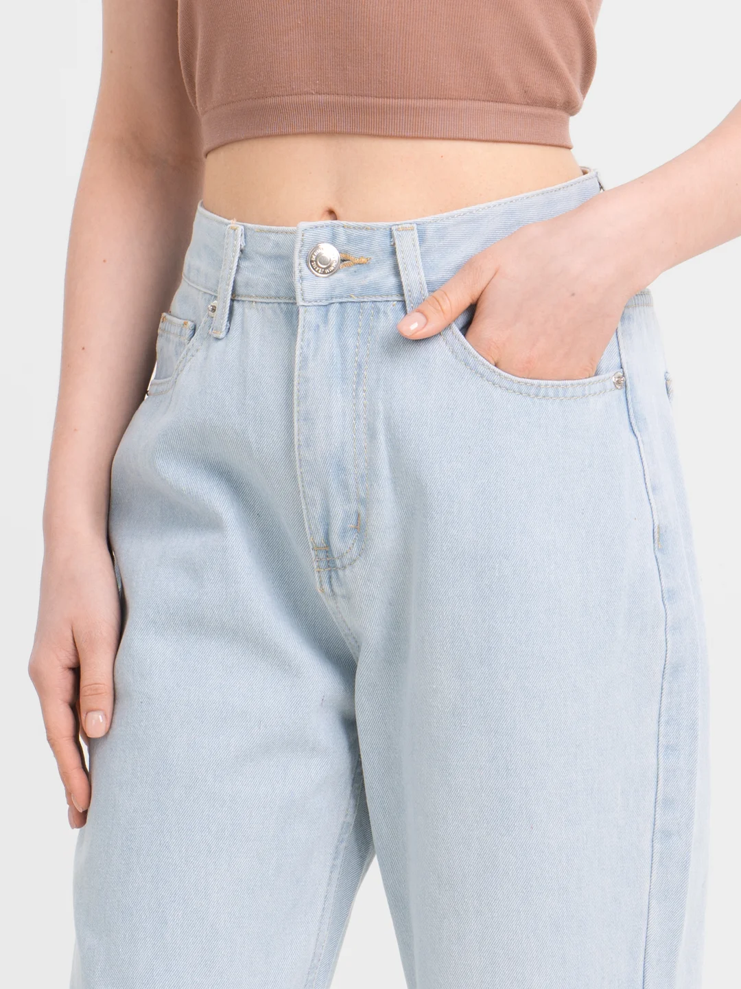 Голубой джинсы женские mom fit с высокой посадкой, голубые и синие