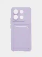Сиреневый чехол для Xiaomi Poco X6 (Сяоми Поко Х6) с карманом для карт