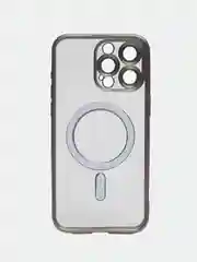 Серый металлик прозрачный силиконовый чехол Magsafe для iPhone (Айфон) 13/14/15/Pro/Max матовый, Magnetic