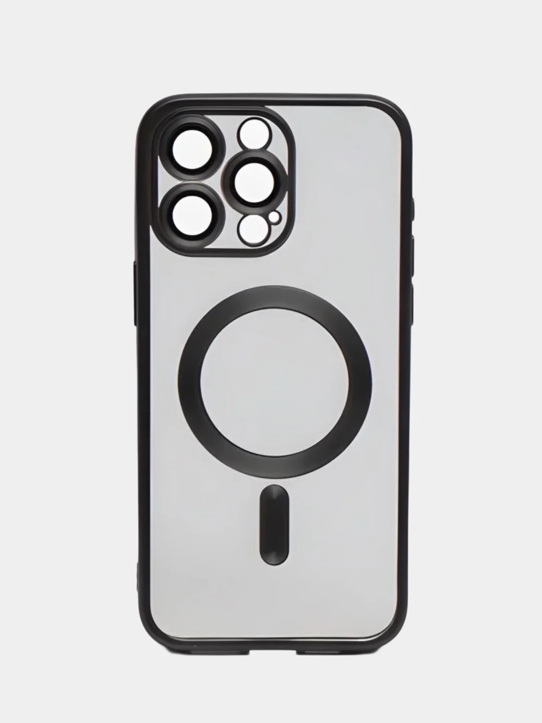 Серый металлик прозрачный силиконовый чехол Magsafe для iPhone (Айфон) 13/14/15/Pro/Max матовый, Magnetic