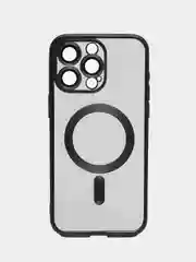 Серый металлик прозрачный силиконовый чехол Magsafe для iPhone (Айфон) 13/14/15/Pro/Max матовый, Magnetic