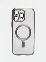 Серый металлик прозрачный силиконовый чехол Magsafe для iPhone (Айфон) 13/14/15/Pro/Max матовый, Magnetic