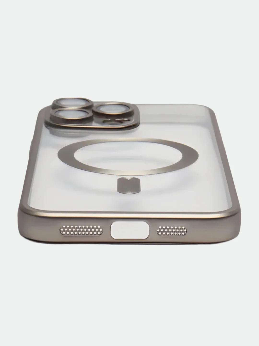 Серый металлик прозрачный силиконовый чехол Magsafe для iPhone (Айфон) 13/14/15/Pro/Max матовый, Magnetic