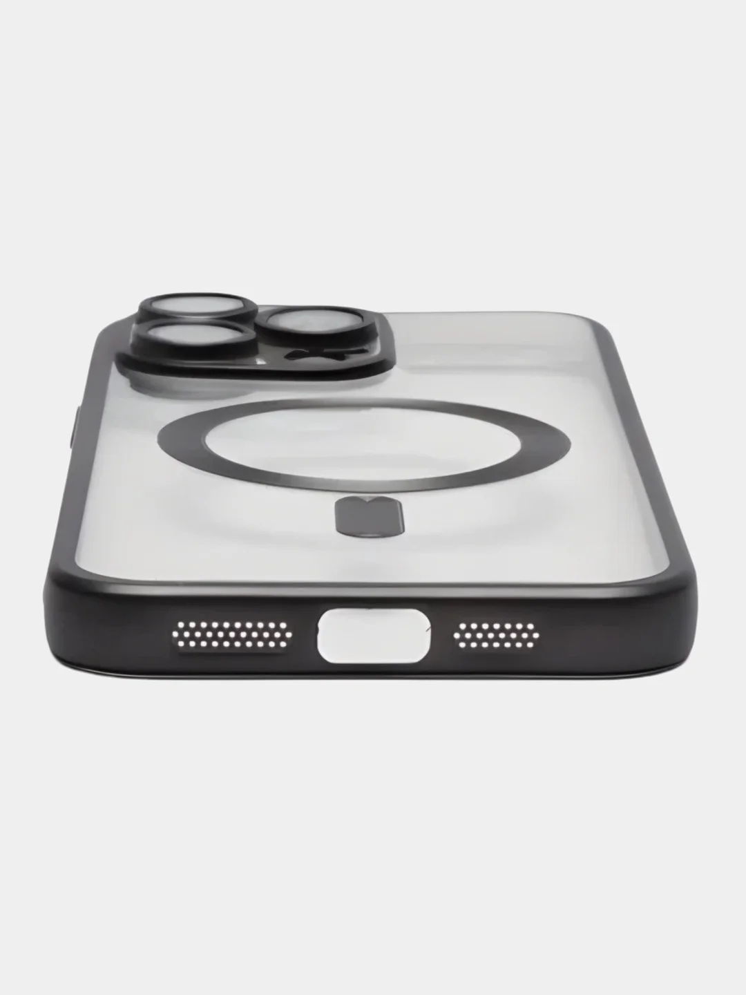 Серый металлик прозрачный силиконовый чехол Magsafe для iPhone (Айфон) 13/14/15/Pro/Max матовый, Magnetic