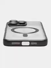 Серый металлик прозрачный силиконовый чехол Magsafe для iPhone (Айфон) 13/14/15/Pro/Max матовый, Magnetic