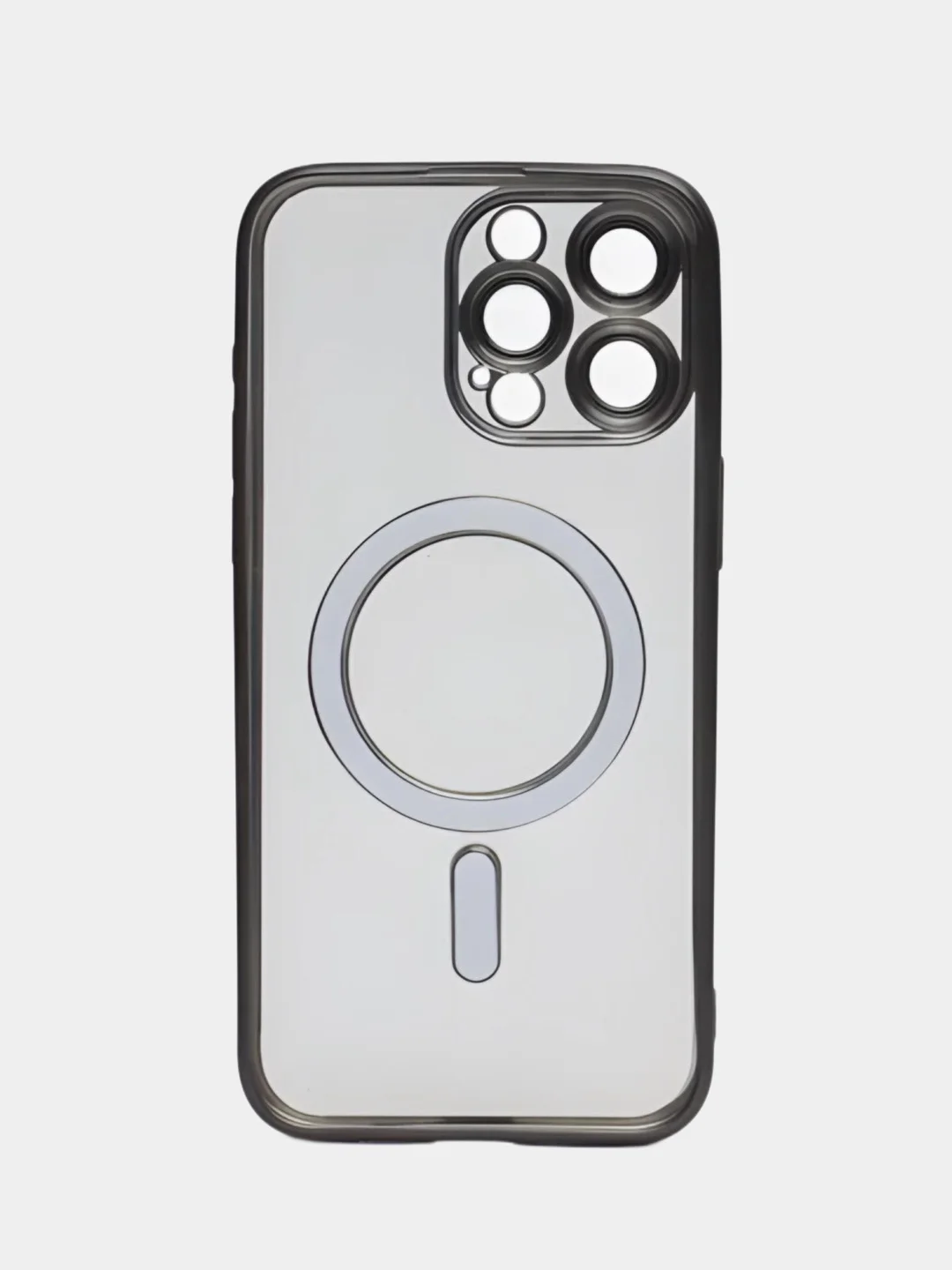 Серый металлик прозрачный силиконовый чехол Magsafe для iPhone (Айфон) 13/14/15/Pro/Max матовый, Magnetic