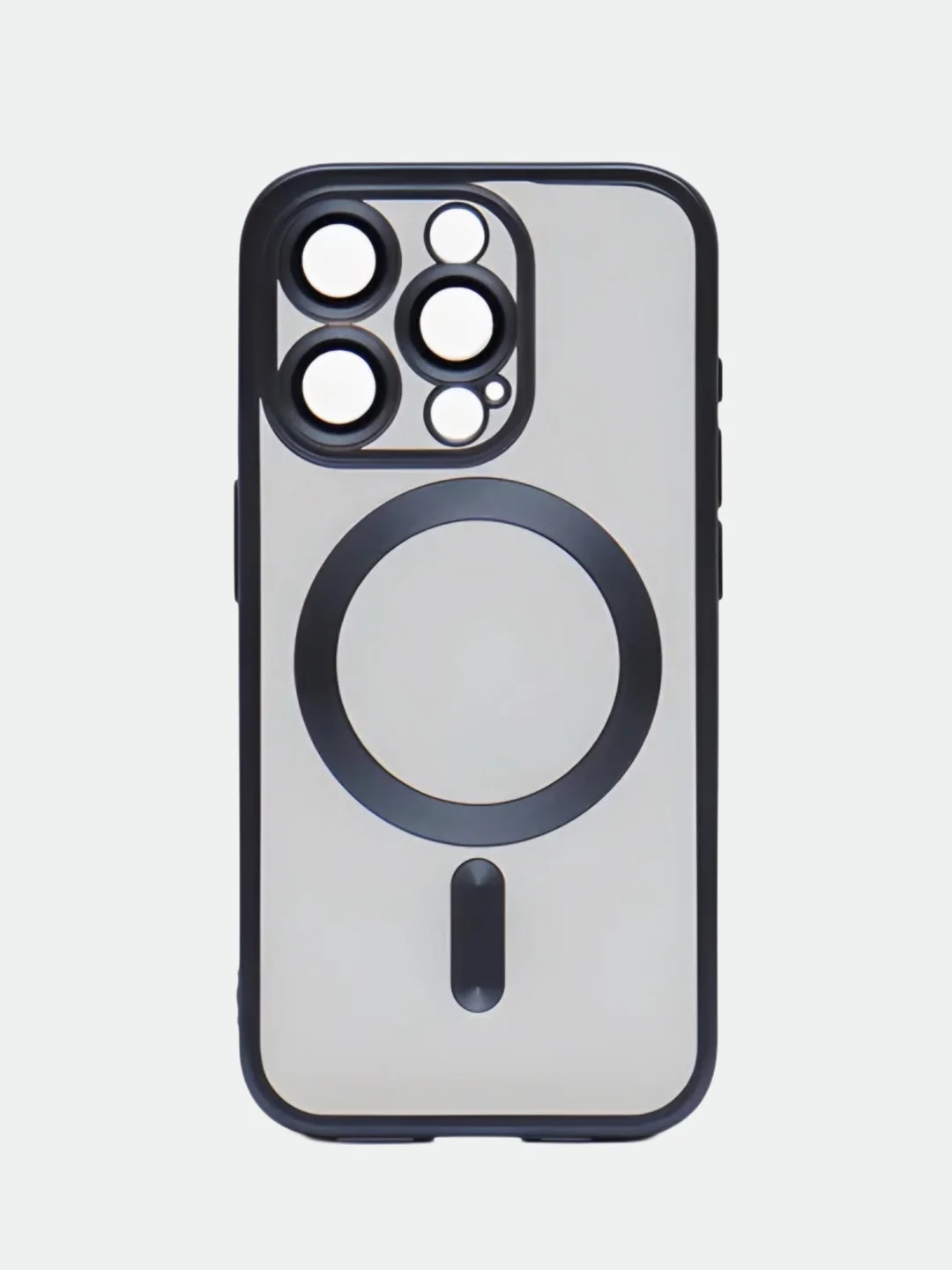 Серый металлик прозрачный силиконовый чехол Magsafe для iPhone (Айфон) 13/14/15/Pro/Max матовый, Magnetic