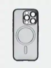 Серый металлик прозрачный силиконовый чехол Magsafe для iPhone (Айфон) 13/14/15/Pro/Max матовый, Magnetic