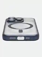Серый металлик прозрачный силиконовый чехол Magsafe для iPhone (Айфон) 13/14/15/Pro/Max матовый, Magnetic