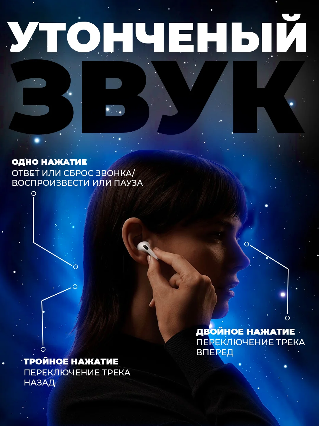 Наушники беспроводные Pro с шумоподавлением и микрофоном, блютуз