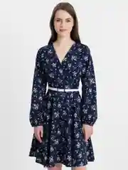 Платье женское в цветочек с поясом