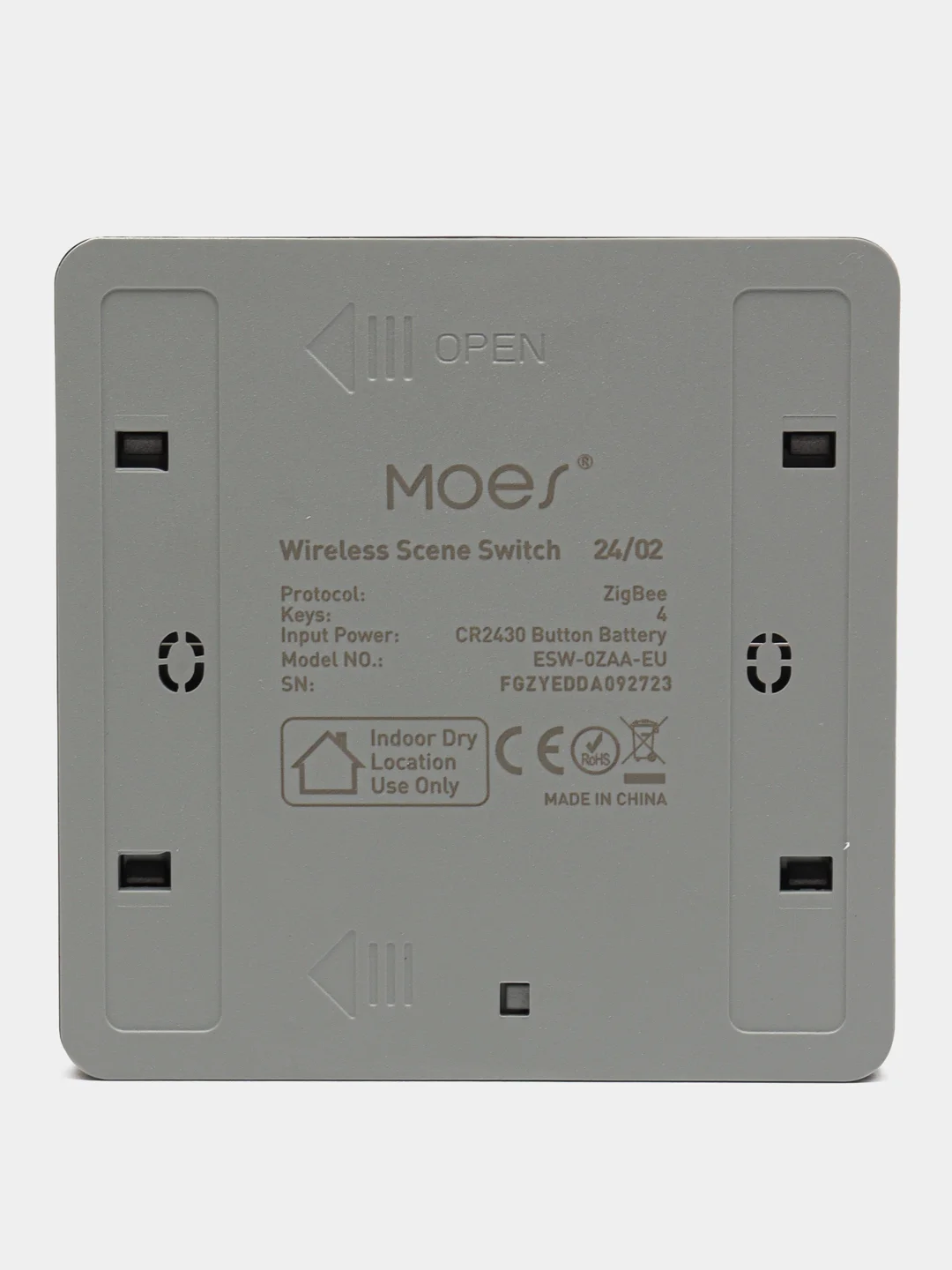 Черный беспроводной 4-клавишный выключатель Zigbee MOES