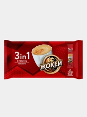 Кофейный напиток растворимый Жокей "Крепкий", 3 в 1, 50 штук по 12 г