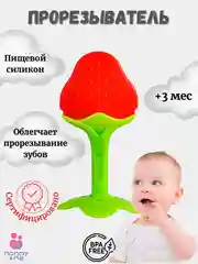 Красный силиконовый прорезыватель в форме фруктов, прорезыватель - массажёр для зубов, силиконовый