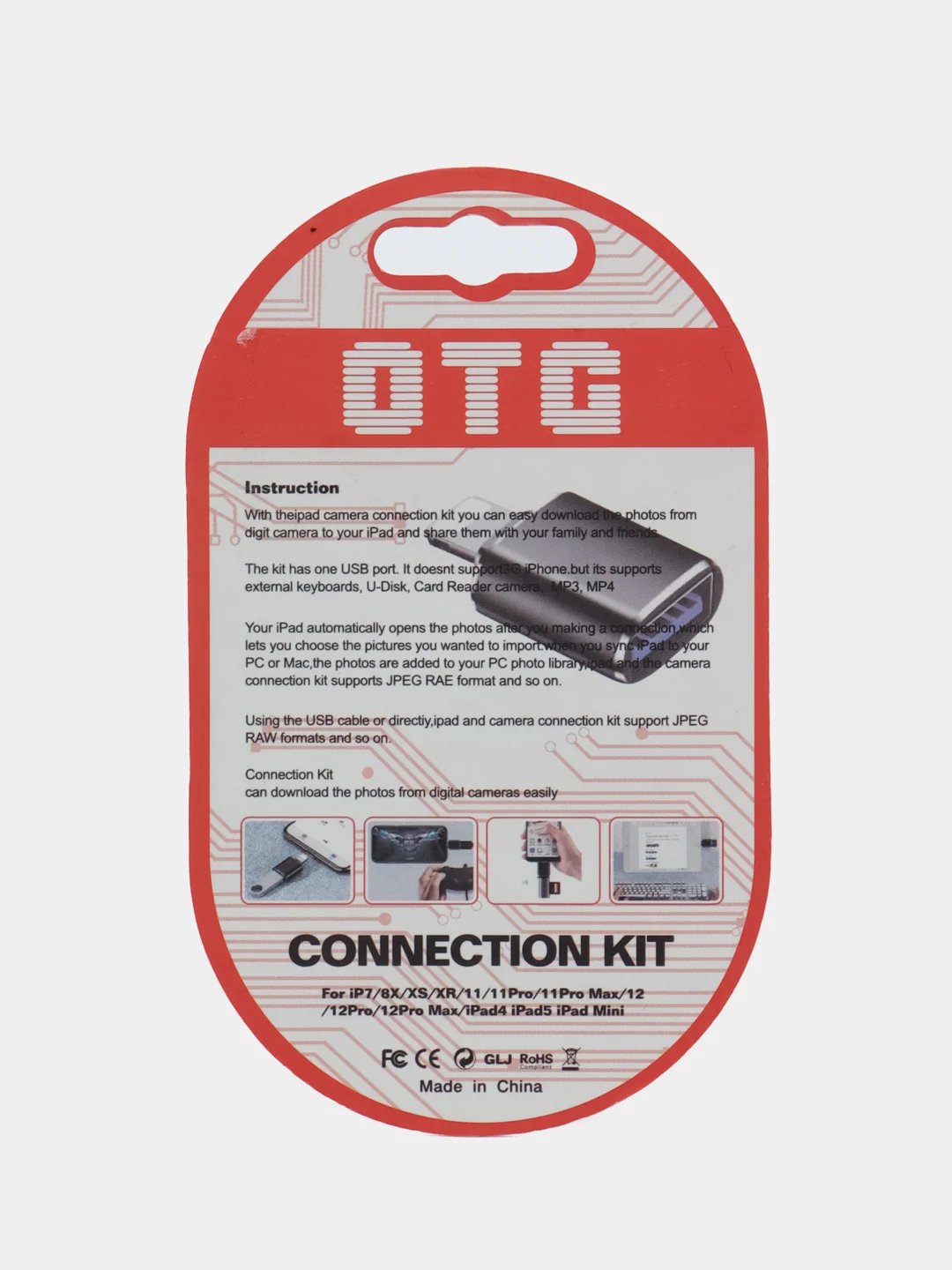 Розовый адаптер-переходник OTG Lightning USB 3.0 на lightning для iPhone конвертер данных