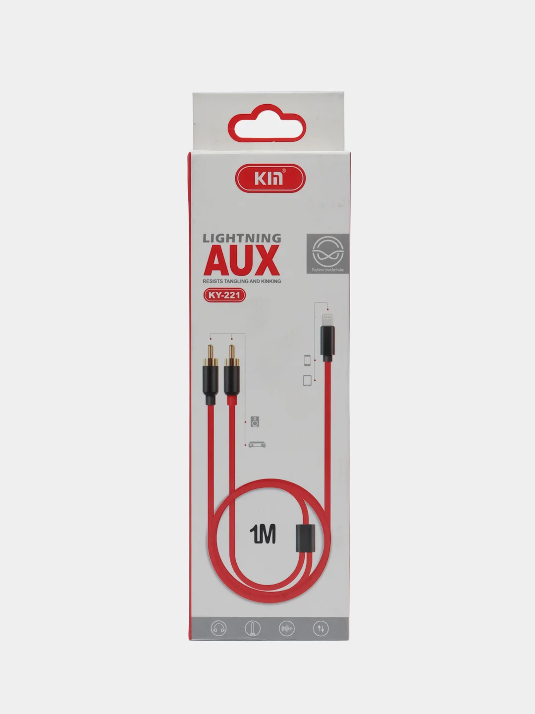 Красный адаптер переходник от Lightning к 2 RCA