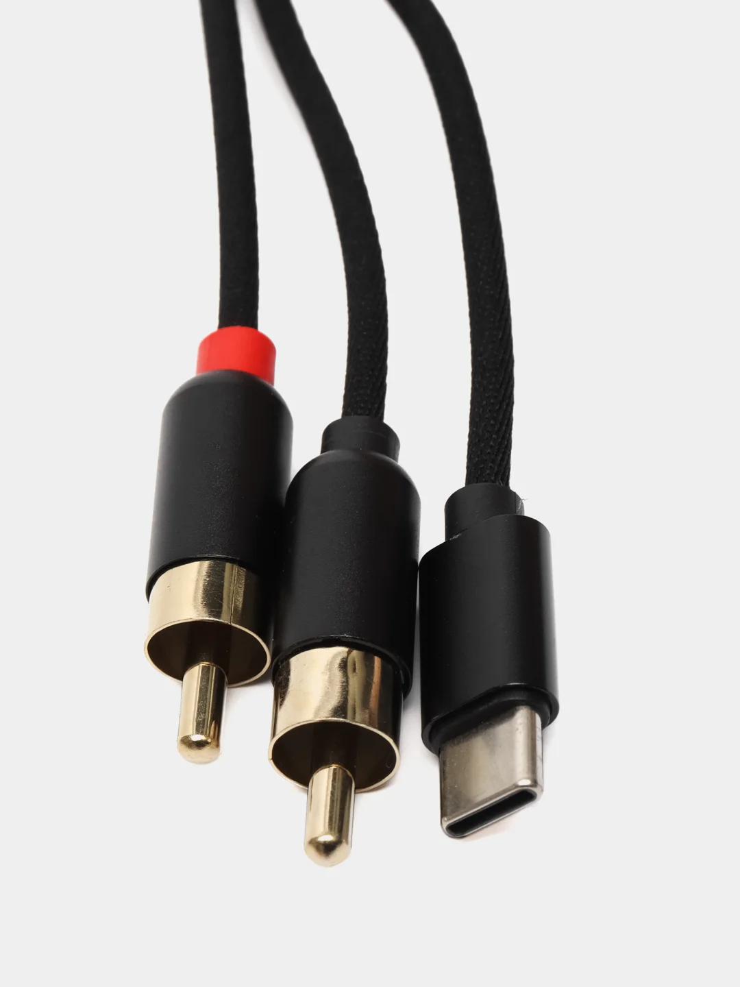 Черный адаптер переходник от Type-C к 2 RCA
