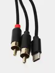 Черный адаптер переходник от Type-C к 2 RCA