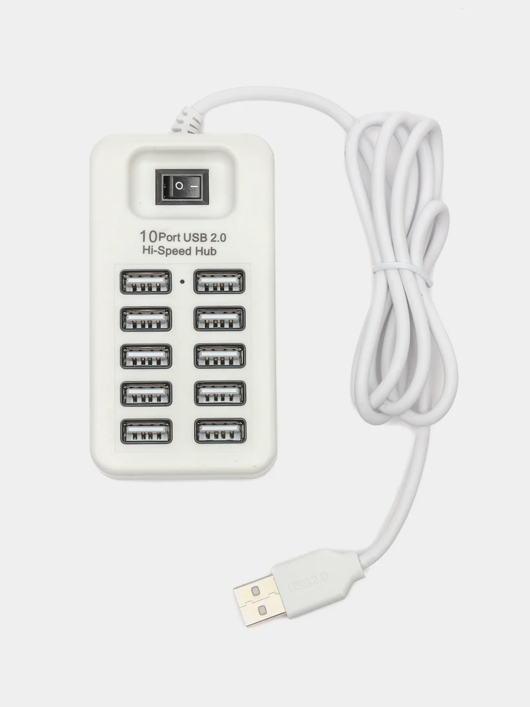 Белый хаб-концентратор USB 2.0 HUB на 10 портов