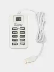 Белый хаб-концентратор USB 2.0 HUB на 10 портов