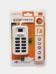 Белый хаб-концентратор USB 2.0 HUB на 10 портов