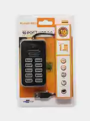 Черный хаб-концентратор USB 2.0 HUB на 10 портов