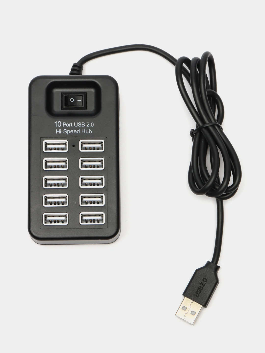 Черный хаб-концентратор USB 2.0 HUB на 10 портов