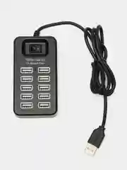 Черный хаб-концентратор USB 2.0 HUB на 10 портов