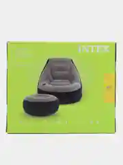Серый надувное кресло "матрас" с пуфиком для ног INTEX