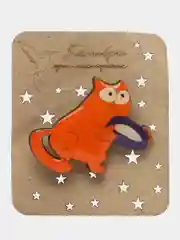 Фиолетовый значки, броши, пины деревянные "Кот Саймона"