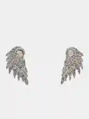 Серебряный серьги-джекеты с фианитами "Ангельские крылья", пусеты, 3 оттенка