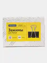 Зажимы для бумаг 51мм, OfficeSpace, 12шт., черные, картонная коробка