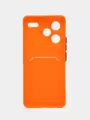 Оранжевый чехол Xiaomi Redmi Note 13 Pro Plus+ 5G (Сяоми Редми Ноут 13 Про +), с карманом для карт