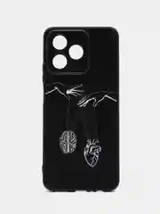 Серый металлик чехол для Realme C53 / C51 / Note 50 (Реалми С53/С51/Ноут 50), с принтом