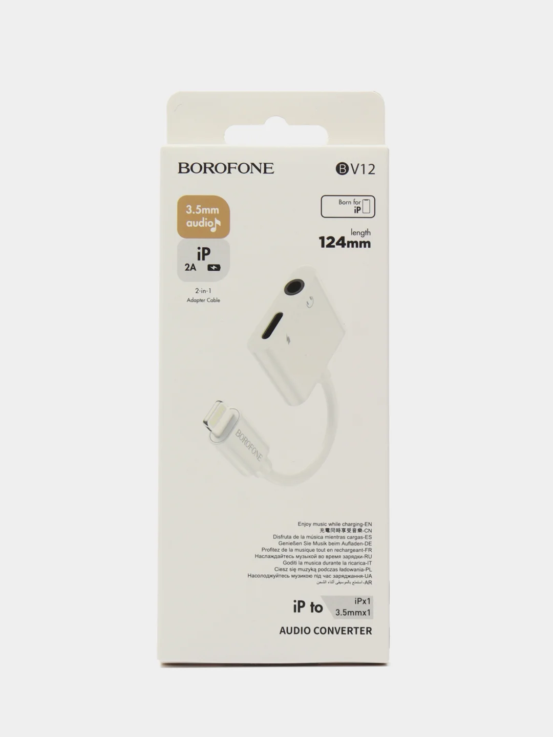 Аудио конвертер BOROFONE BV12, переходник для iPhone Lightning на Jack 3.5 мм