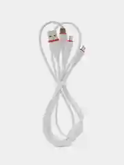 Белый кабель Borofone BX17 3 в 1, Micro - Type-C - Lightning, одновременная зарядка 3-х гаджетов