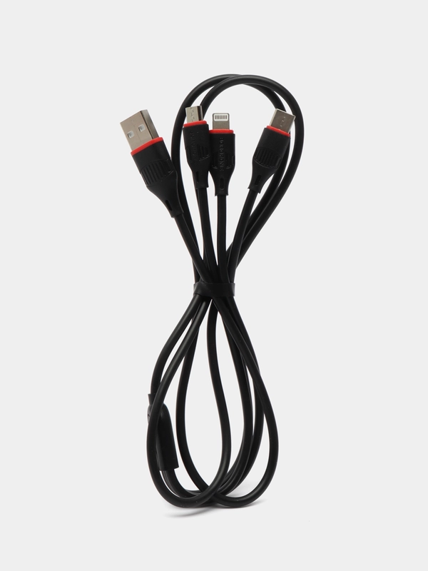 Кабель Borofone BX17 3 в 1, Micro - Type-C - Lightning, одновременная зарядка 3-х гаджетов