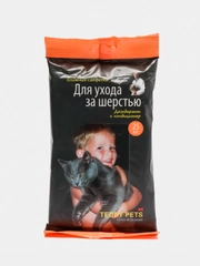 Влажные салфетки для ухода за шерстью собак, кошек, животных, 25 штук, Teddy Pets