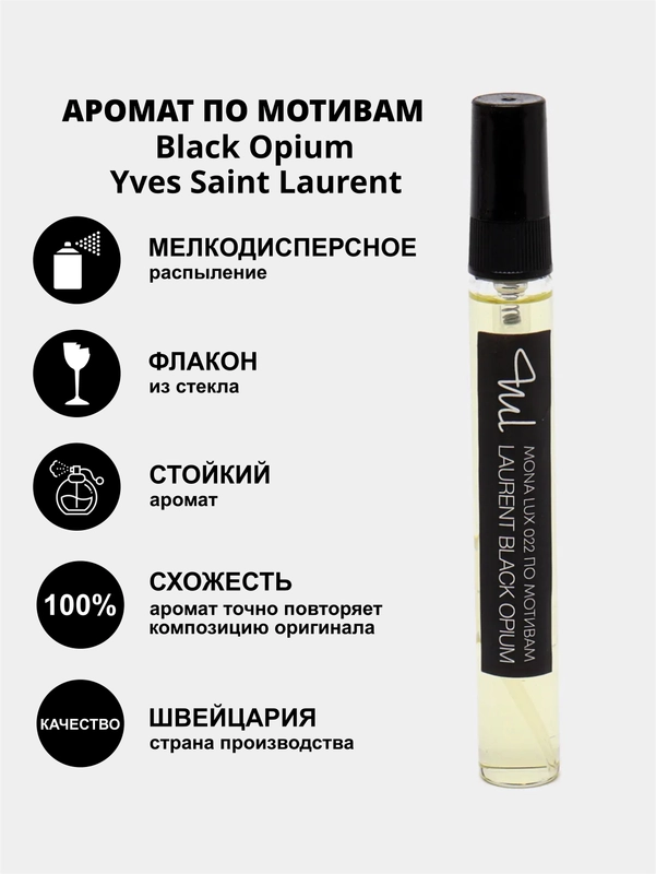 Аромат по мотивам Black Opium Yves Saint Laurent, Mona Lux 022 /блэк опиум ив сен лоран