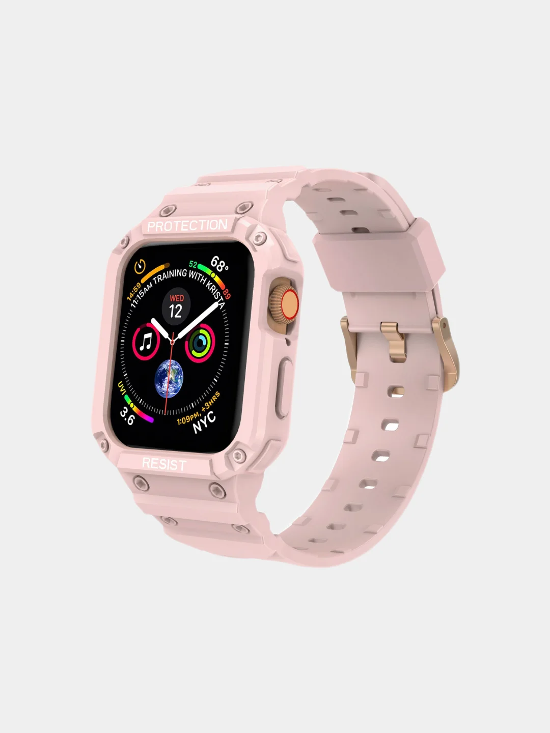 Розовый ремешок для Apple Watch, с защитой