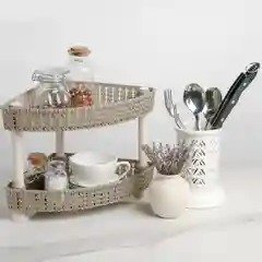 Молочный этажерка угловая, настольная, двухъярусная, для хранения мелочей