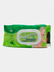 Влажные салфетки с пластиковым клапаном Pamperino, 50 штук