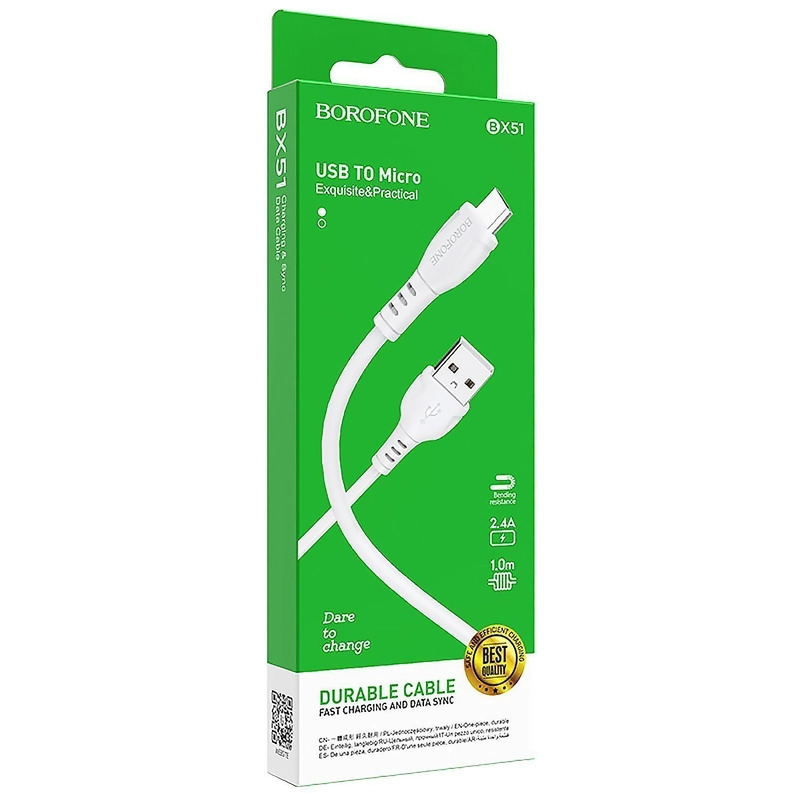 Кабель для передачи данных и зарядки мобильных устройств USB - micro USB BOROFONE BX51, 1 м