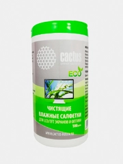 Влажные салфетки Cactus CS-T1001E, 100 шт, туба, для экранов и оптики