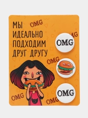 Значок брошь закатные Пища богов, круг, 3 штуки