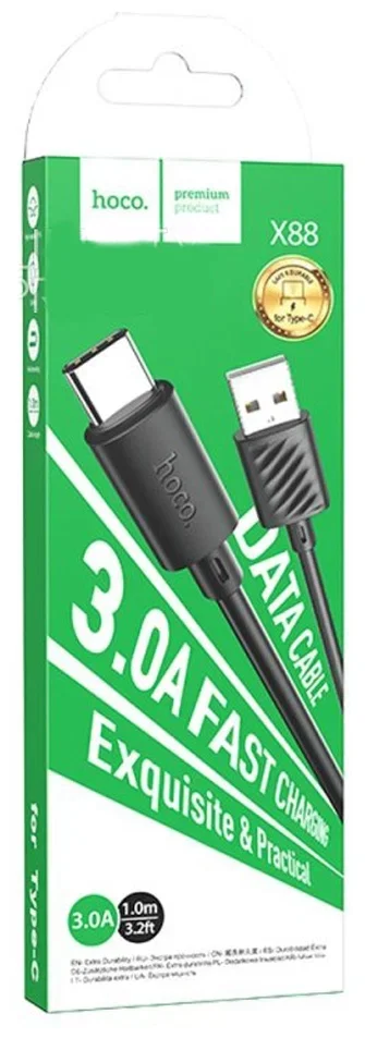 Кабель для передачи данных и зарядки мобильных устройств USB - Type-C HOCO X88, 1 м, черный