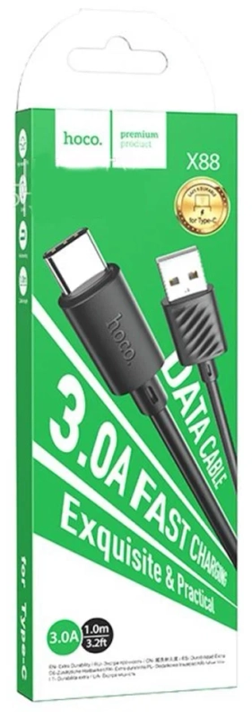 Кабель для передачи данных и зарядки мобильных устройств USB - Type-C HOCO X88, 1 м, черный