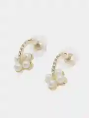 Серьги полукольца с подвеской из жемчуга
